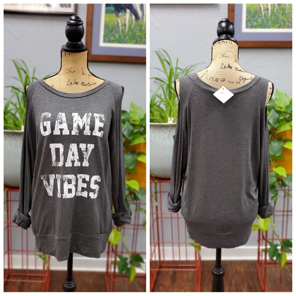 Game Day Vibes Cold Shoulder Top